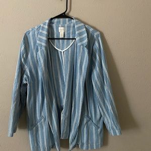 Chico’s Blue and White Striped Blazer